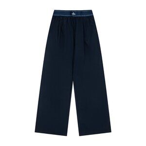 Alo Yoga Reflective Logo Loose Wide-Leg Pants In Navy Blue